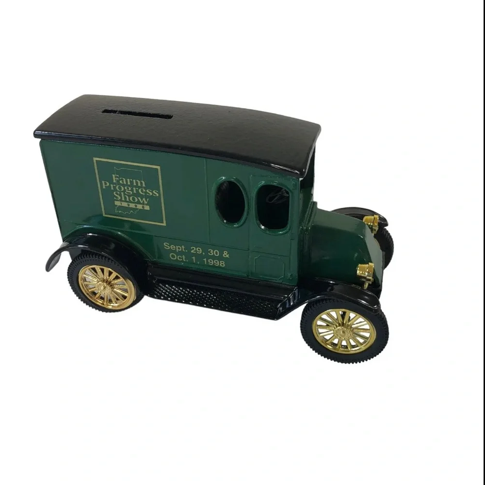 Ertl Die-Cast Metal 1920 Green Panel Truck Coin Toy Bank 1998 Farm Progress Show
